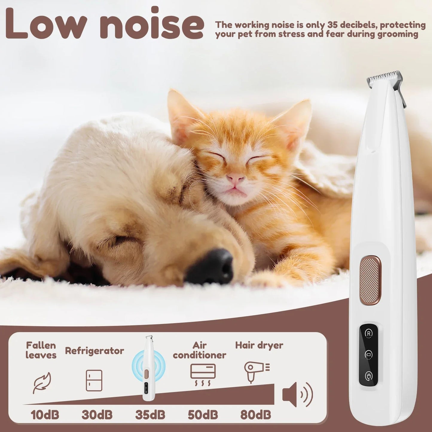 Dog Paw Trimmer with LED Light – Fully Waterproof Pet Grooming Clipper