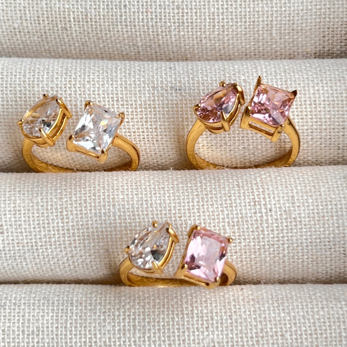 Adjustable Geometric Zircon Ring