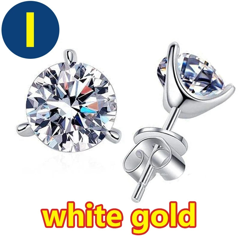 Moissanite Stud Earrings – S925 Sterling Silver Unisex Studs (1–2 CT Options)