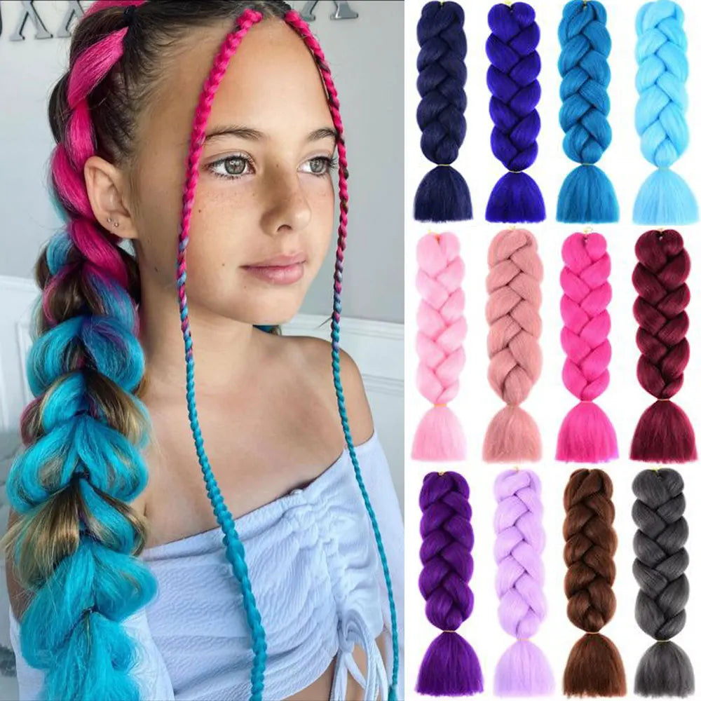 GlowStrands 24” Jumbo Braids for Kids & Adults – Ombre Kanekalon Hair Extensions, Easy Styling & Natural Feel