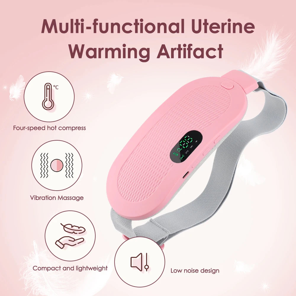 Electric Heating Pad & Menstrual Cramp Massager Belt – Vibration & Heat Therapy for Period Pain Relief