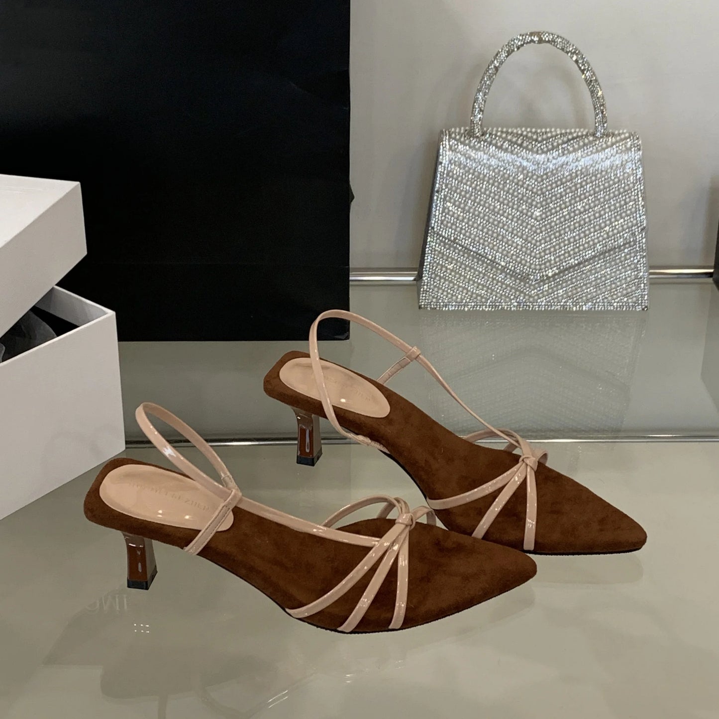 Women’s Summer Heeled Sandals – 2025 Fashion Pointed-Toe Open Design with Spaghetti Straps | Party & Dress Shoes