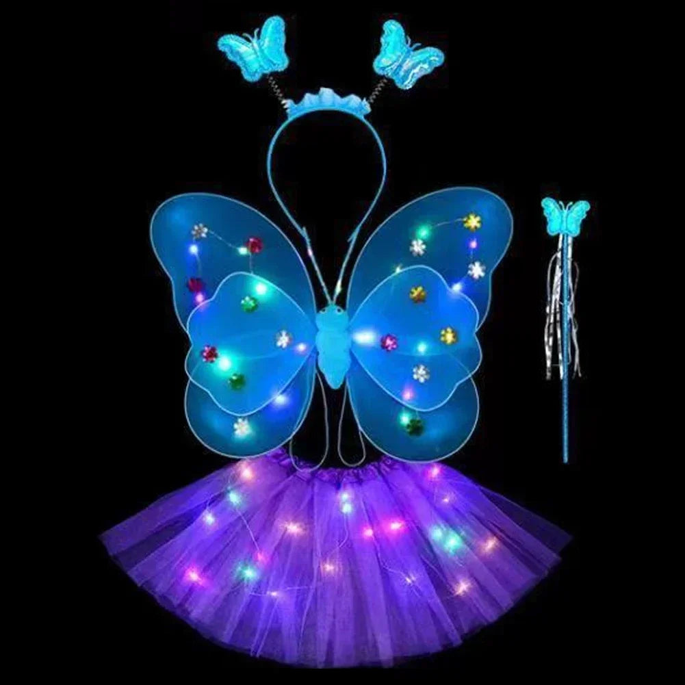 LED Glowing Butterfly Wings Costume Set for Girls
