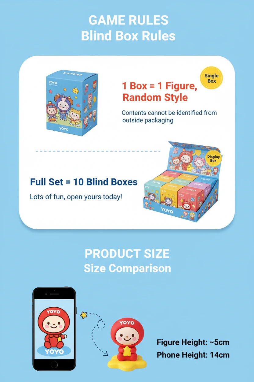 Original Yoyo Cute Tilting Head Series Blind Box Mystery Collectible Figurine – Decorative Display Toy & Gift