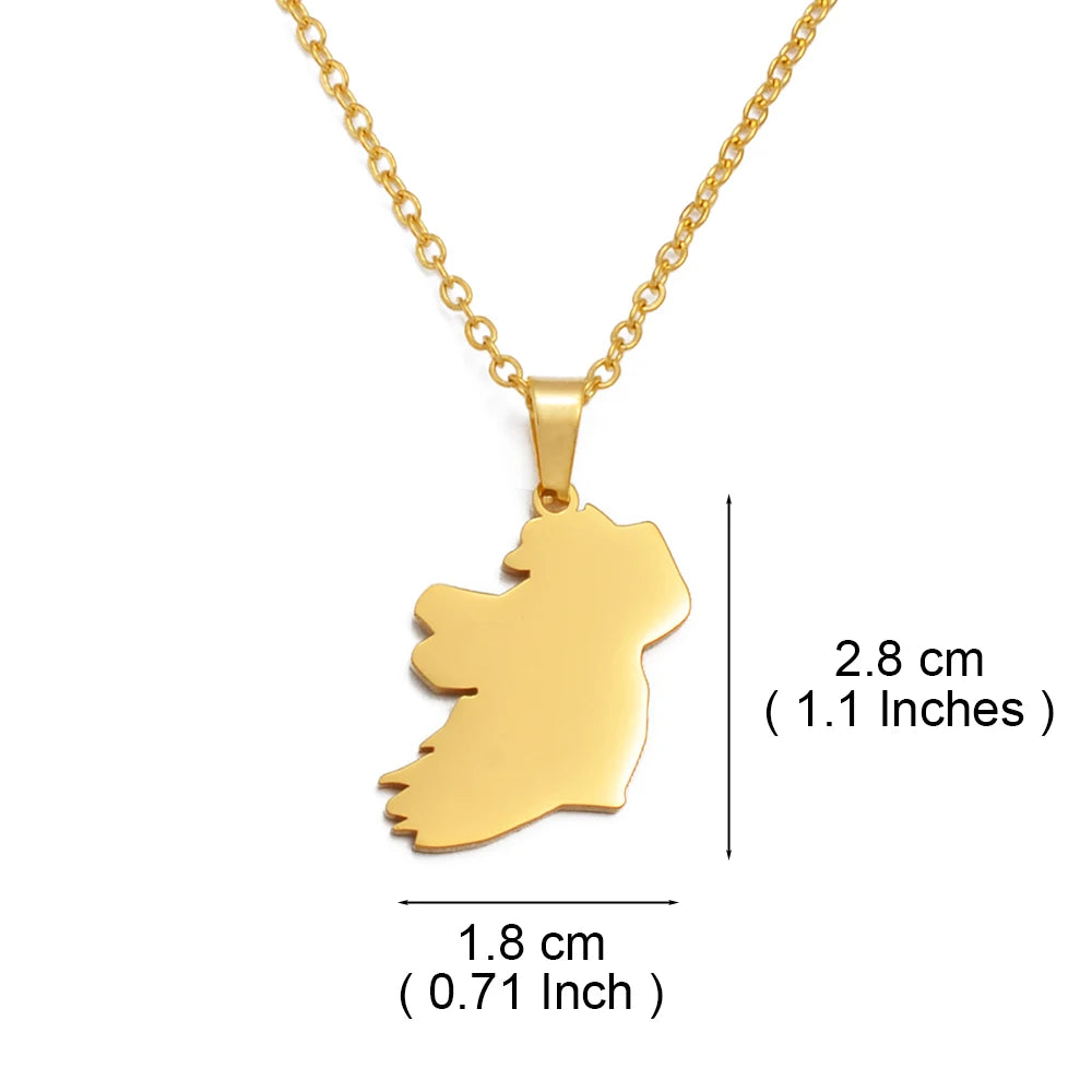 Ireland Map Pendant Necklace – Stainless Steel Éirinn Jewelry