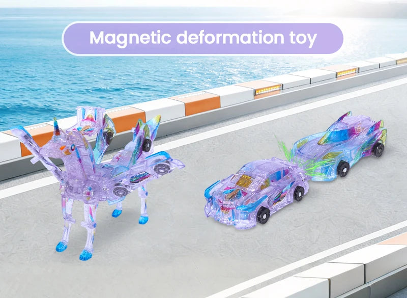 CONUSEA 2-in-1 Magnetic Shape-Shifting Deer Car Toy Set