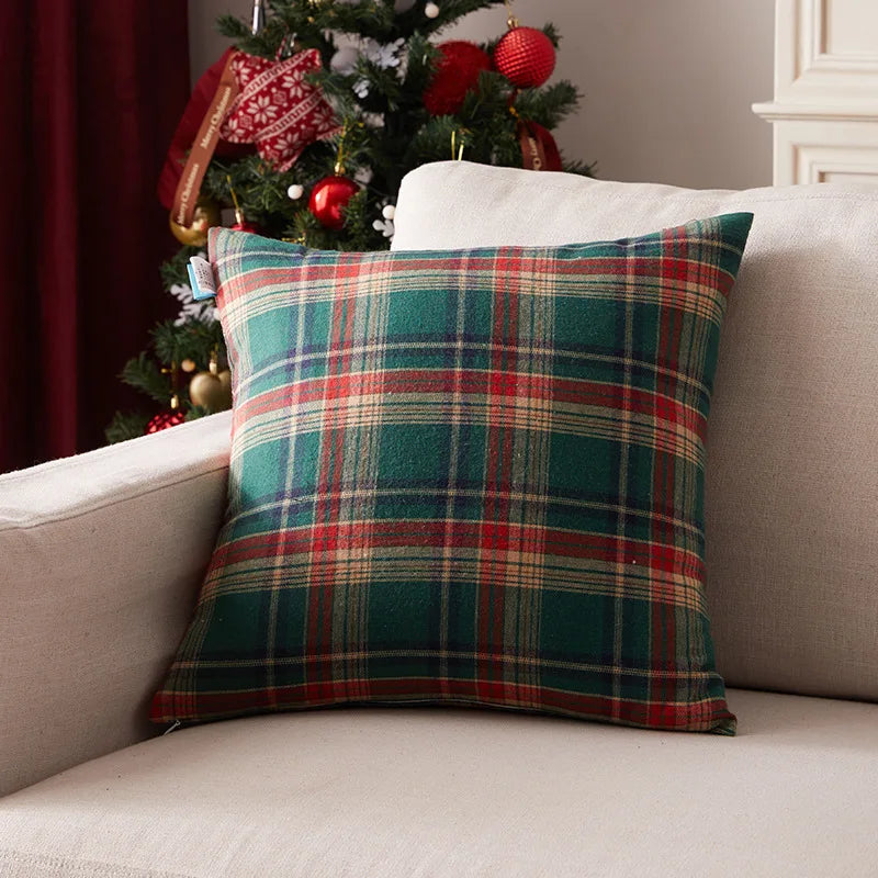 Christmas Plaid Throw Pillow Covers – Tartan Decorative Cushion Cases for Home Décor