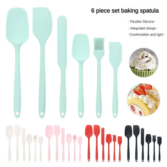 6-Piece Silicone Spatula Set for Baking – Includes Cake Frosting Brush, Non-Stick Scrapers & Cream Spreaders | Cute & Functional Kitchen Gadgets