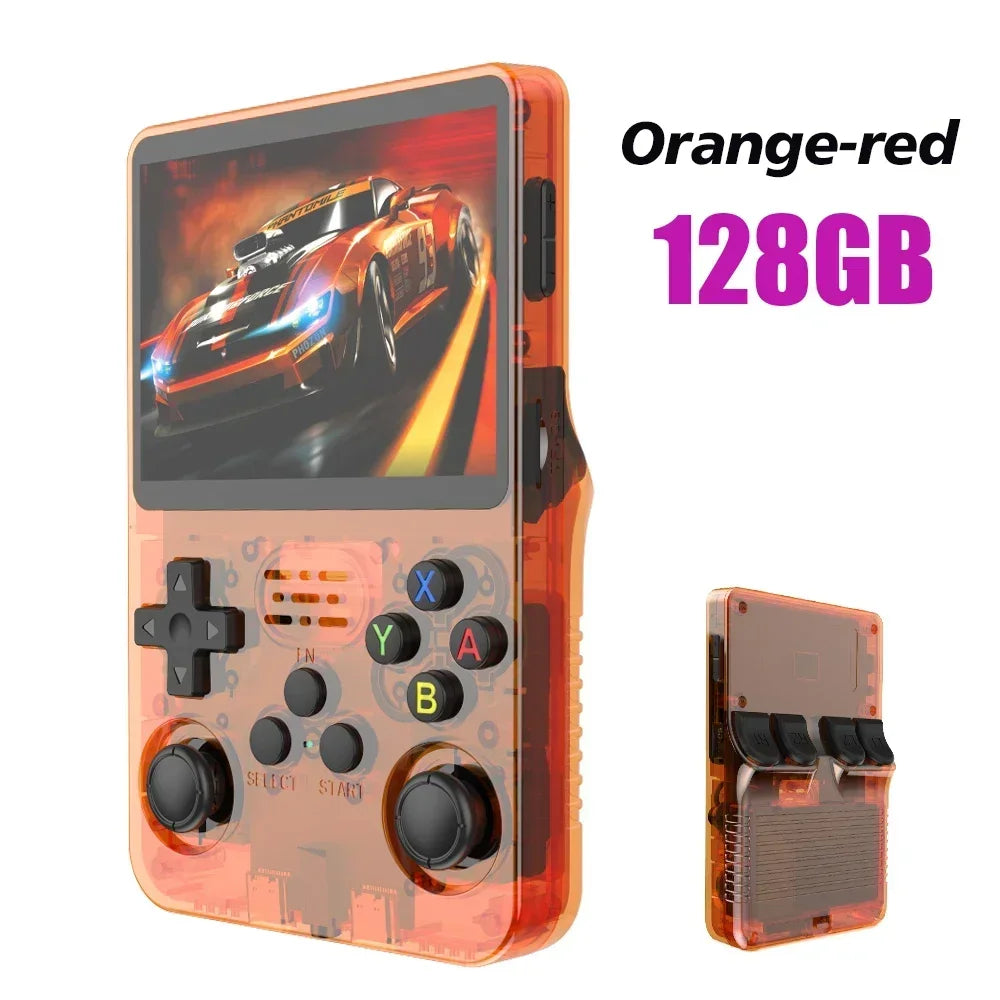 128GB R36S Handheld Retro Game Console – Open Source Linux System, 3.5" IPS Screen, Portable Pocket Gaming Player, Orange