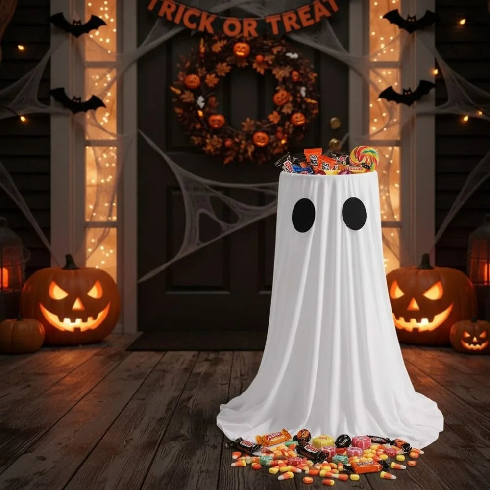 Halloween Light-Up Ghost Candy Bowl with Adjustable Stand