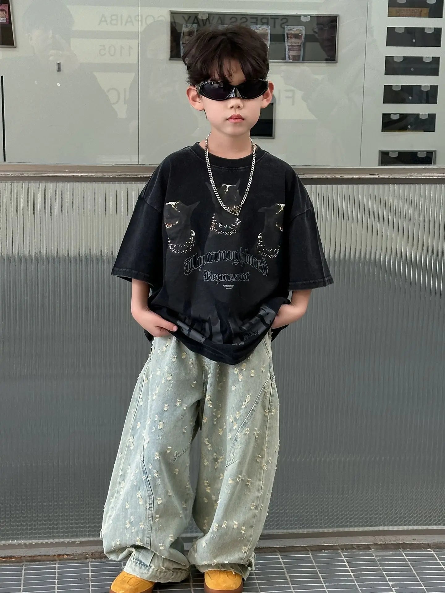Boys Stylish Casual Jeans Trousers – Spring Solid Color Loose Fit Kids Pants