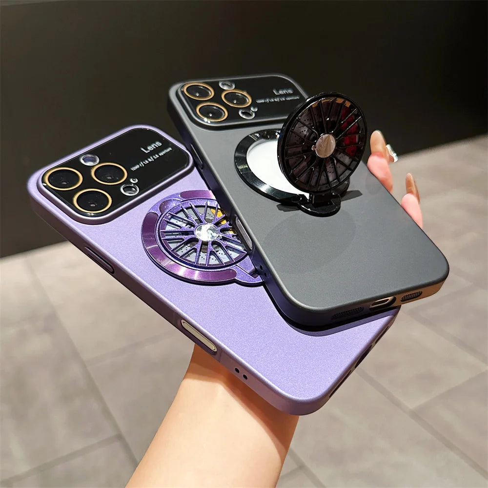 MagSafe Rotating Gyro Stand Phone Case with Camera Lens Protection for iPhone 16/15/14/13/12/11 Pro Max & Plus