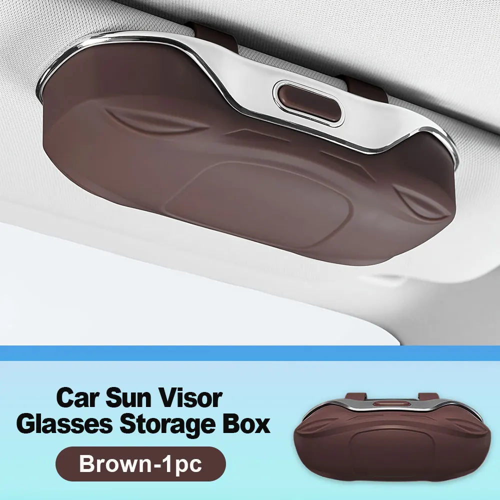 Portable Car Sunglasses Holder – Eyeglass Case & Sun Visor Clip for Driving