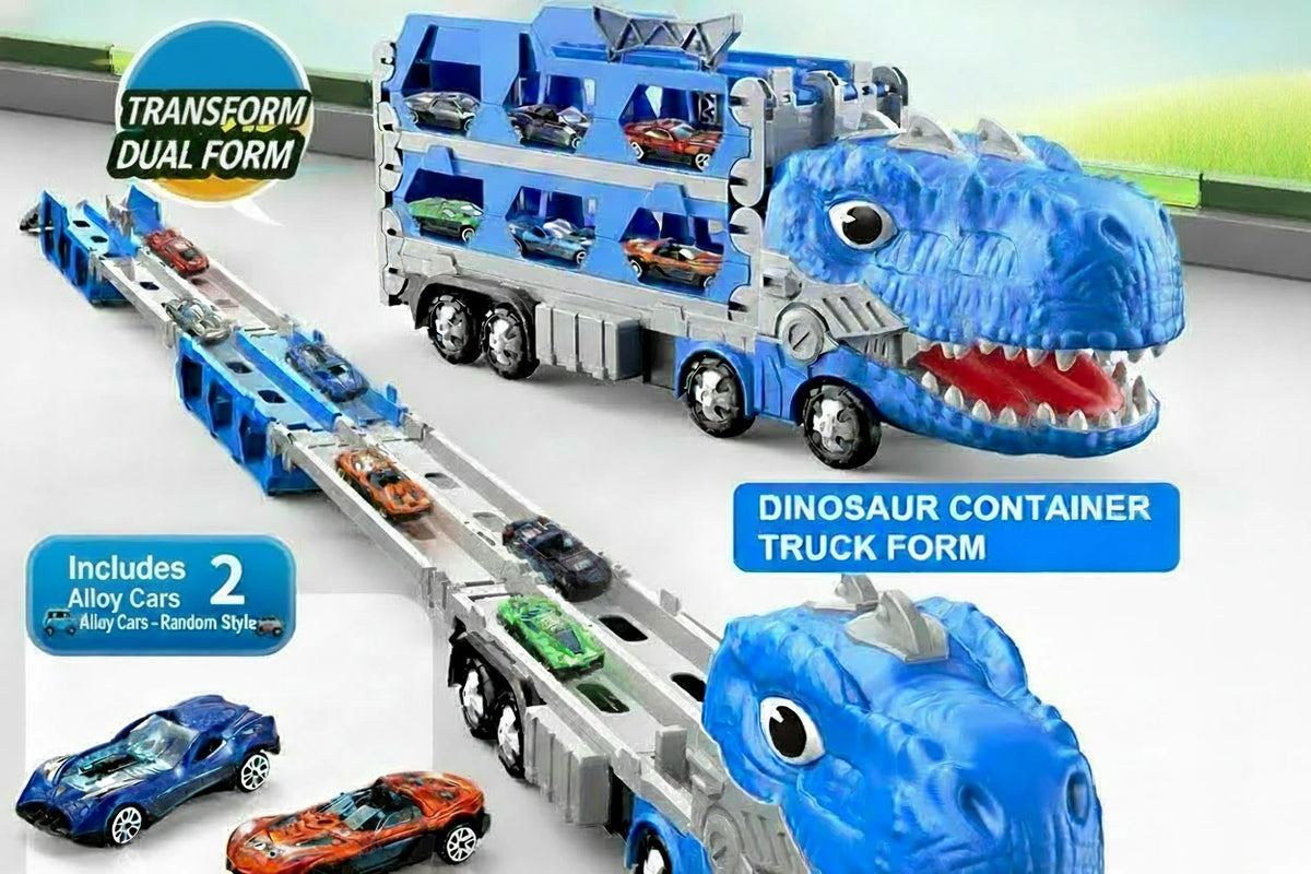 Transforming Dinosaur Toy Truck with Folding Track