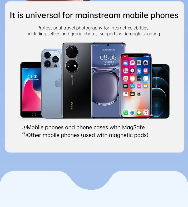 Magnetic Selfie Mirror Fill Light for Mobile Phones – Dual-Color Adjustable Reversible Stand