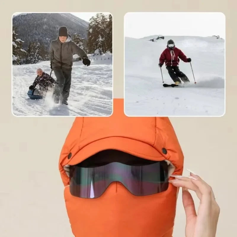 Winter Balaclava Ski Mask – Warm Windproof Full Face Cover with Glasses, Adjustable Thermal Plush Lining, Unisex for Outdoor Sports