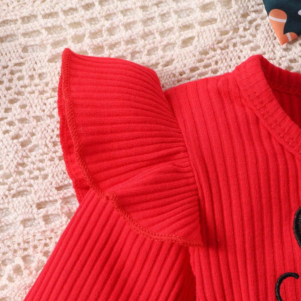 Baby Girl Christmas Dress Set – Snowflake Bodysuit, Bow Skirt & Headband