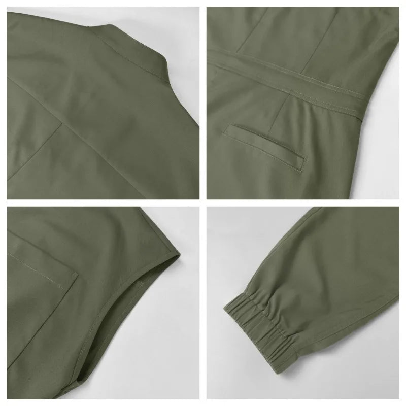 Women's Short Sleeve Medical Scrub Jumpsuit – Hospital Uniform with Pockets