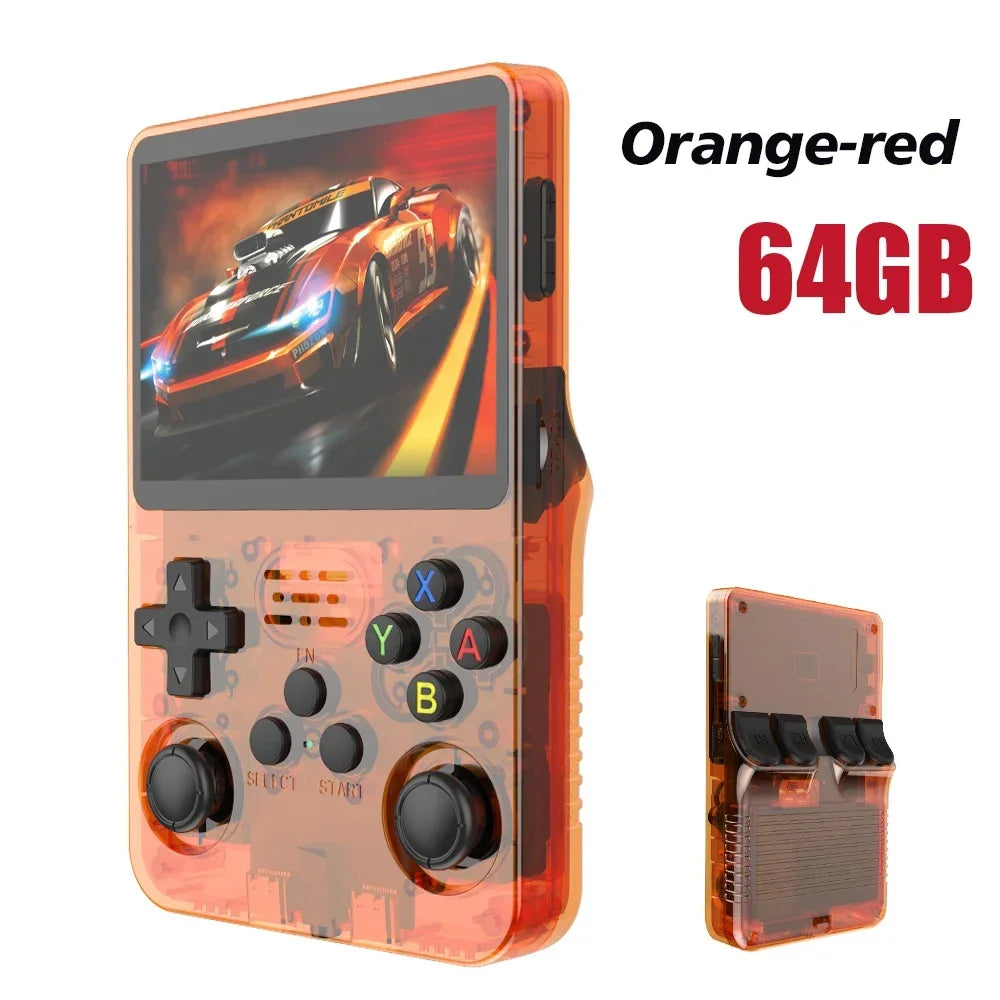 128GB R36S Handheld Retro Game Console – Open Source Linux System, 3.5" IPS Screen, Portable Pocket Gaming Player, Orange