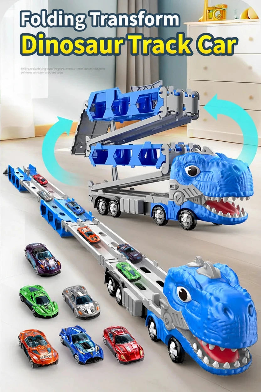 Transforming Dinosaur Toy Truck with Folding Track