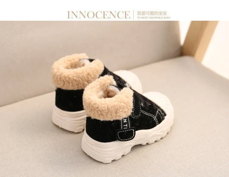 Children's Winter Warm Boots – Boys' & Girls' Waterproof Cotton Shoes with Thick Velvet Lining