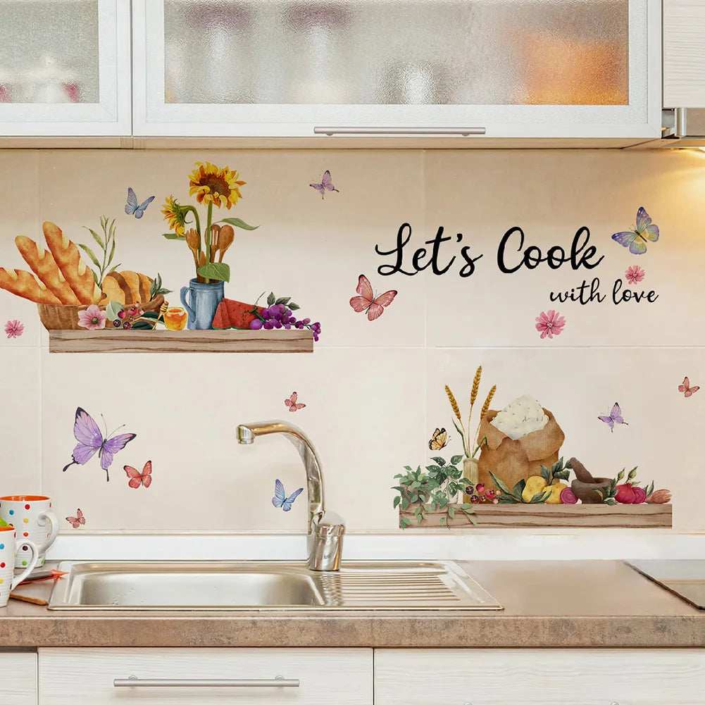 30*60cm Cartoon Pattern Wall Stickers DIY Cafe Restaurant Living Room Home Decoration Self-adhesive Kitchen Decorative Stickers