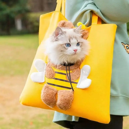 Portable Canvas Pet Carrier Bag – Small Dog or Cat Crossbody Shoulder Bag with Breathable Design