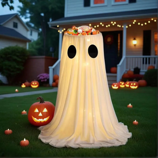 Halloween Light-Up Ghost Candy Bowl with Adjustable Stand