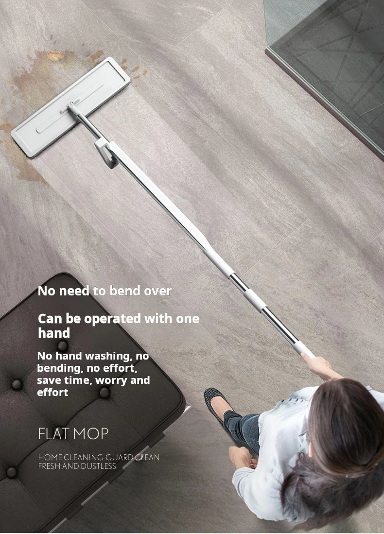 38 cm Microfibre Flat Mop and Folding Bucket Set with 360° Rotating Head