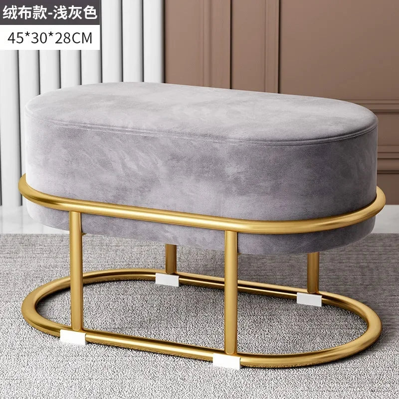 Seating Living Room Fabric Craft Shoe Changing Stool Home Doorway Sofa Stool Oval Rest Stool