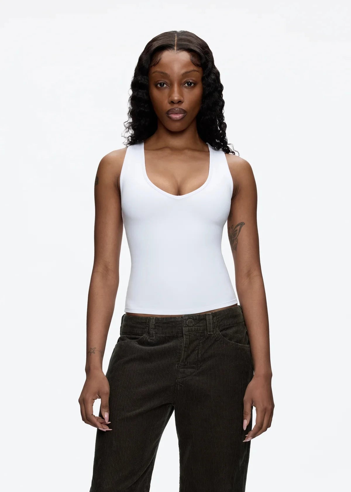 Women’s Solid Color Deep V-Neck Tank Top – Slim Fit, Sleeveless Summer Vest