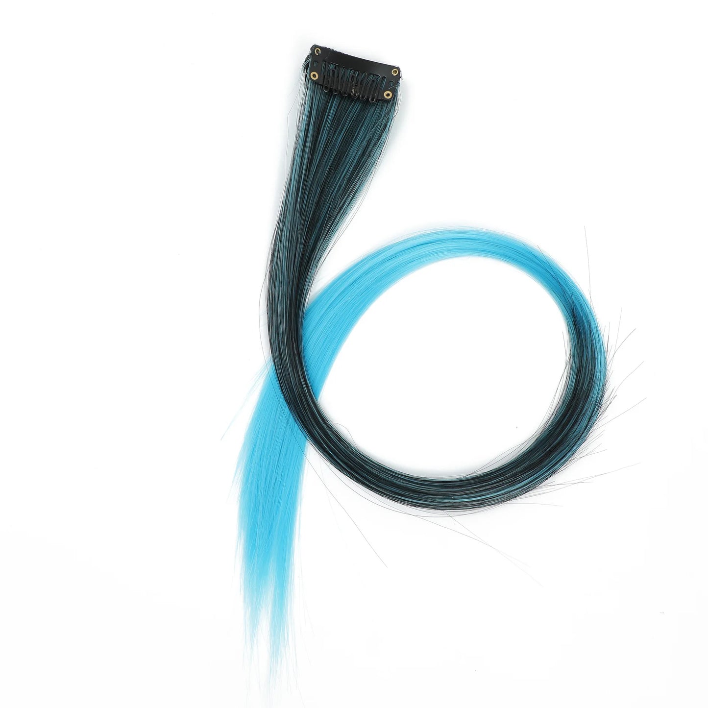 22-Inch Straight Clip-In Synthetic Hair Extensions – Colorful Highlight Hairpiece