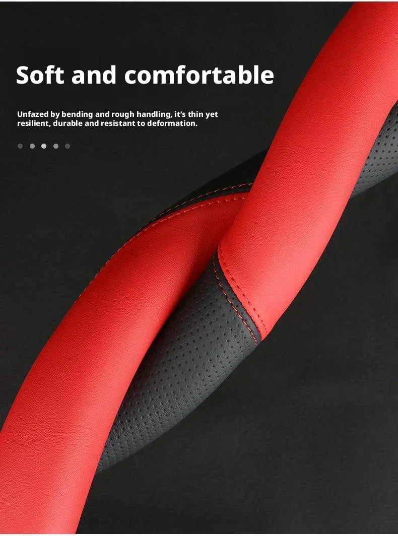 Faux Leather Steering Wheel Cover for 37–38 cm Wheels