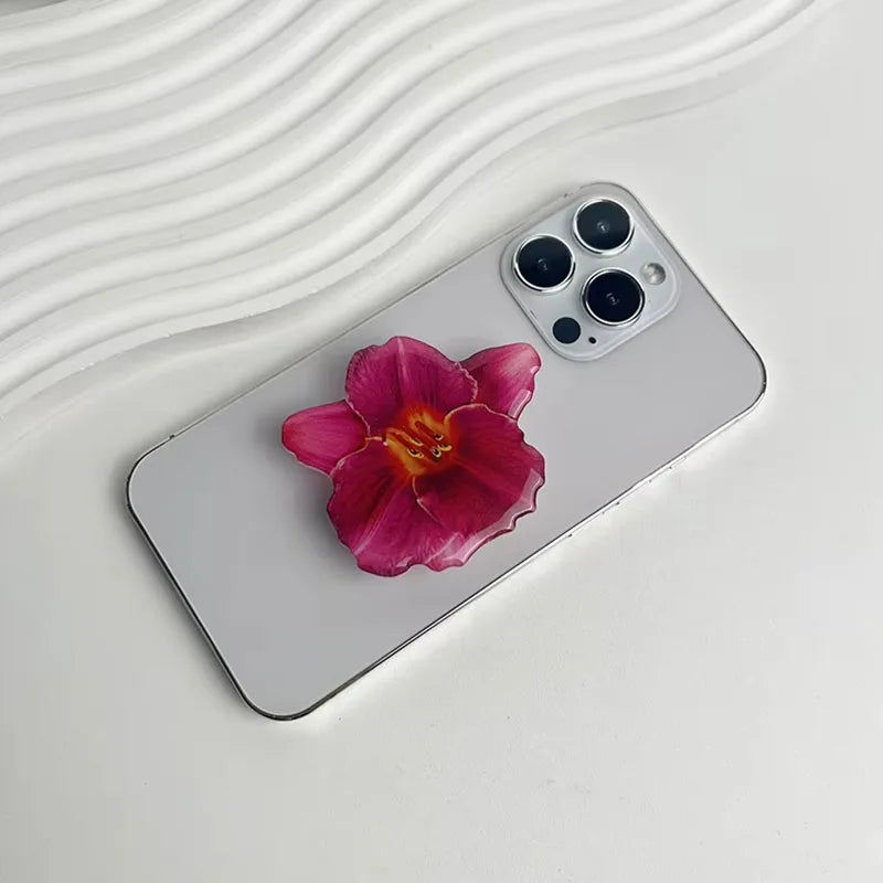 Acrylic Orchid Folding Ring Phone Holder — Grip Stand & Desktop Support