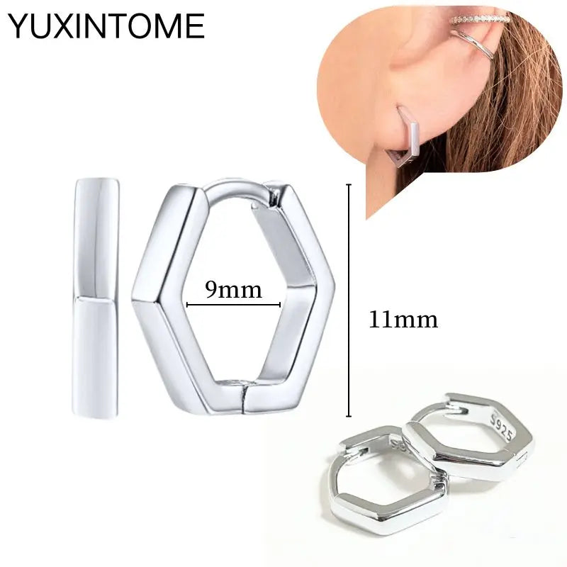 925 Sterling Silver Multi-Turn Hoop Earrings with White Zircon, Fashion Punk Jewelry for Women