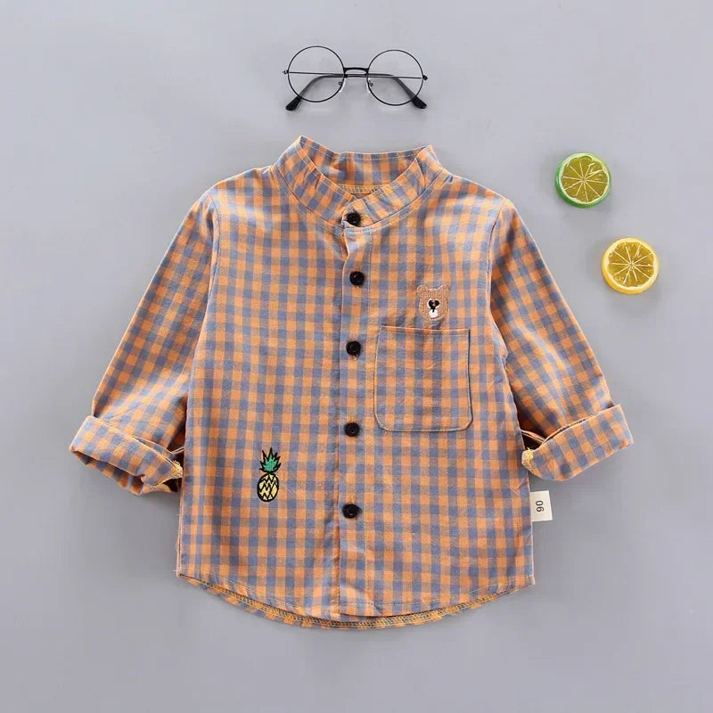 DIIMUU Spring and Autumn Kids' Cotton Shirt for Boys and Toddler Girls – Children’s Blouse for Infants and Kids (1-5 Years)