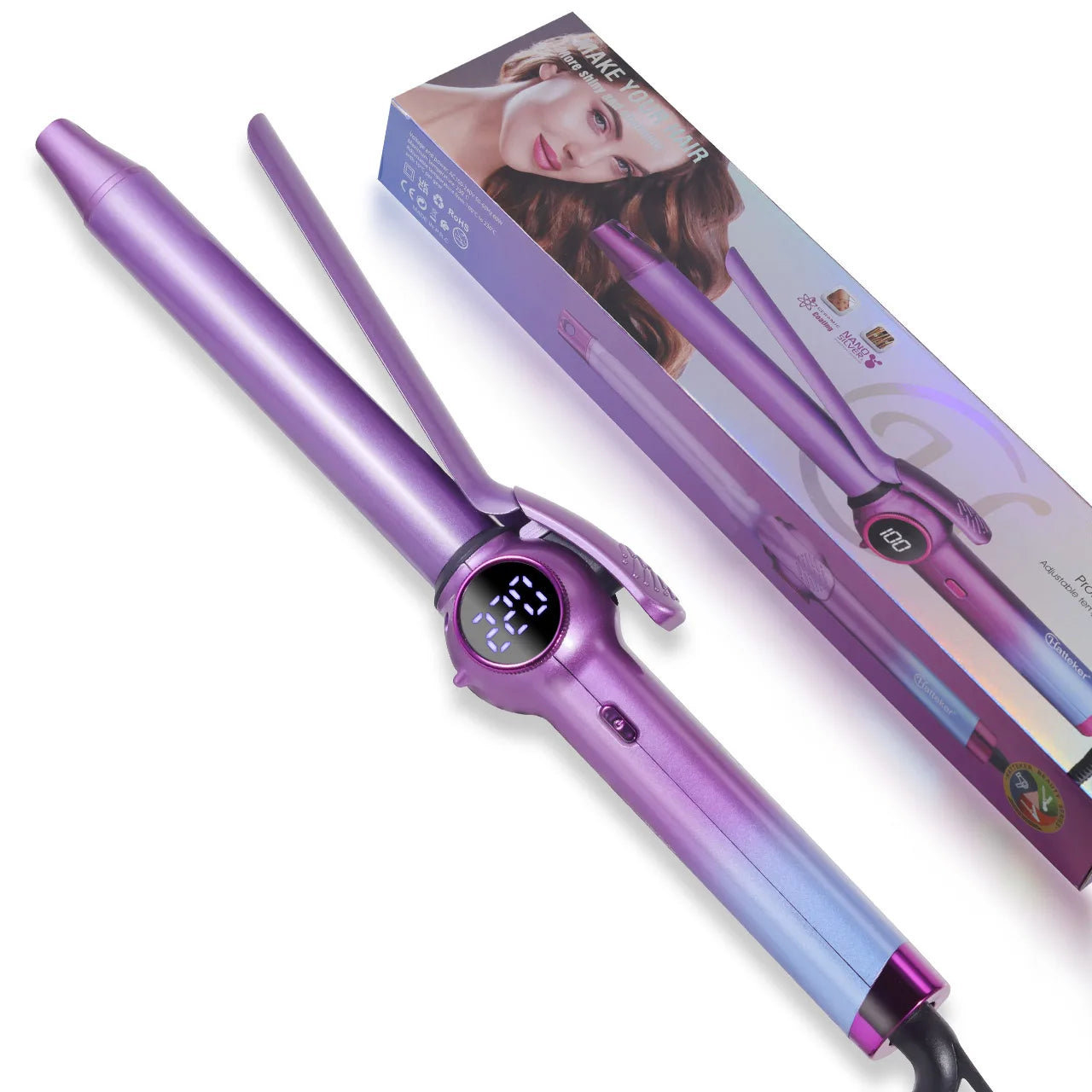9mm Ceramic Curling Wand Hair Curler – Tourmaline Barrel with Constant Temperature for Professional Salon Styling