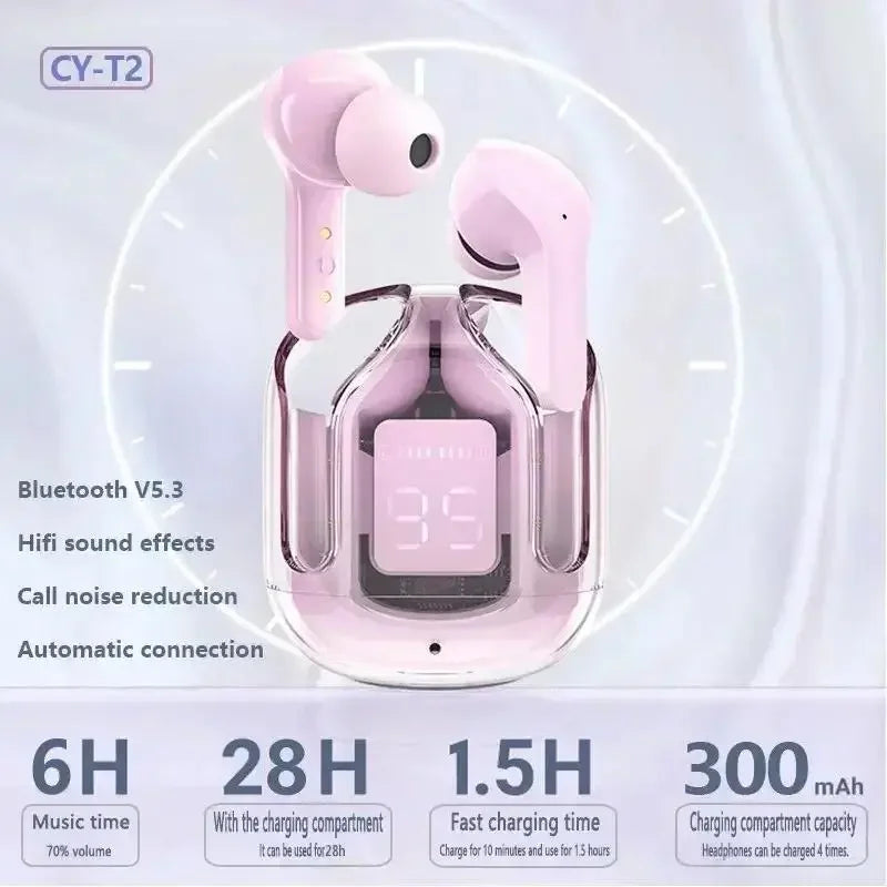 T2 TWS Gaming Earbuds Bluetooth 5.3 – HD HiFi Stereo, Noise Reduction, Wireless Earphones with Protective Case & Lanyard