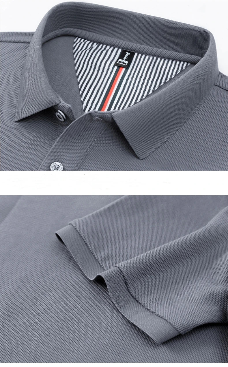 Men’s 100% Pure Cotton Breathable Short Sleeve Polo Shirt – Luxury Embroidered, Loose Fit Casual & Summer Business Wear