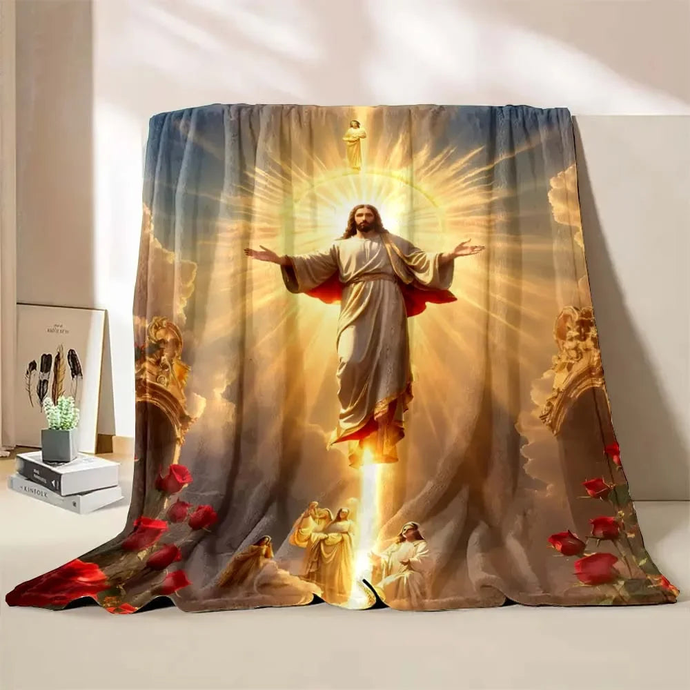 1PC God Jesus Believer Pray Virgin Mary Printed Blanket Soft and Comfortable Home Travel Blanket Adult and Child Warm Blanket Catholic