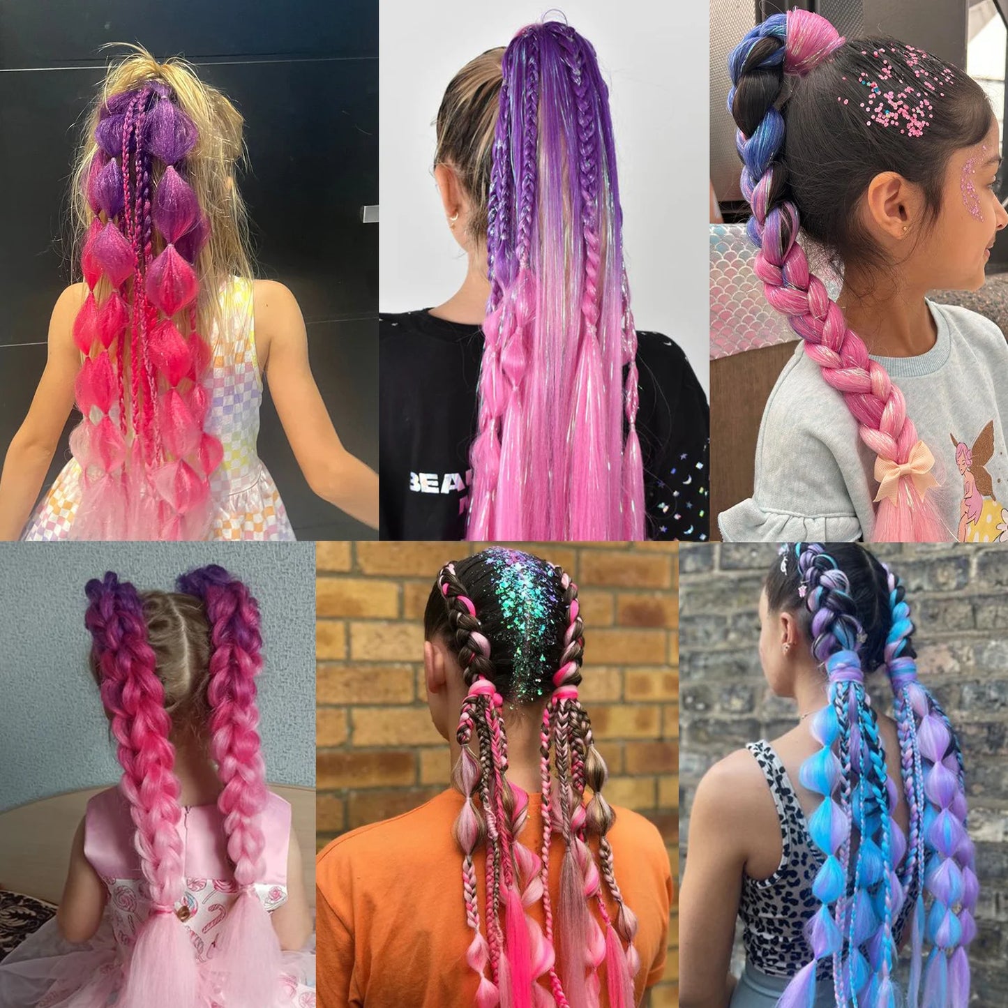 Glitter Tinsel Ponytail Hair Extension with Elastic Tie – Sparkly Braiding Hair Accessory for Kids & Girls