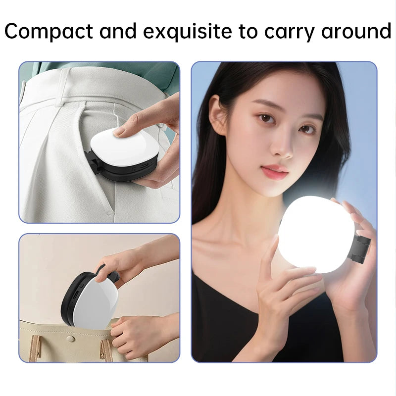 Magnetic Selfie Mirror Fill Light for Mobile Phones – Dual-Color Adjustable Reversible Stand
