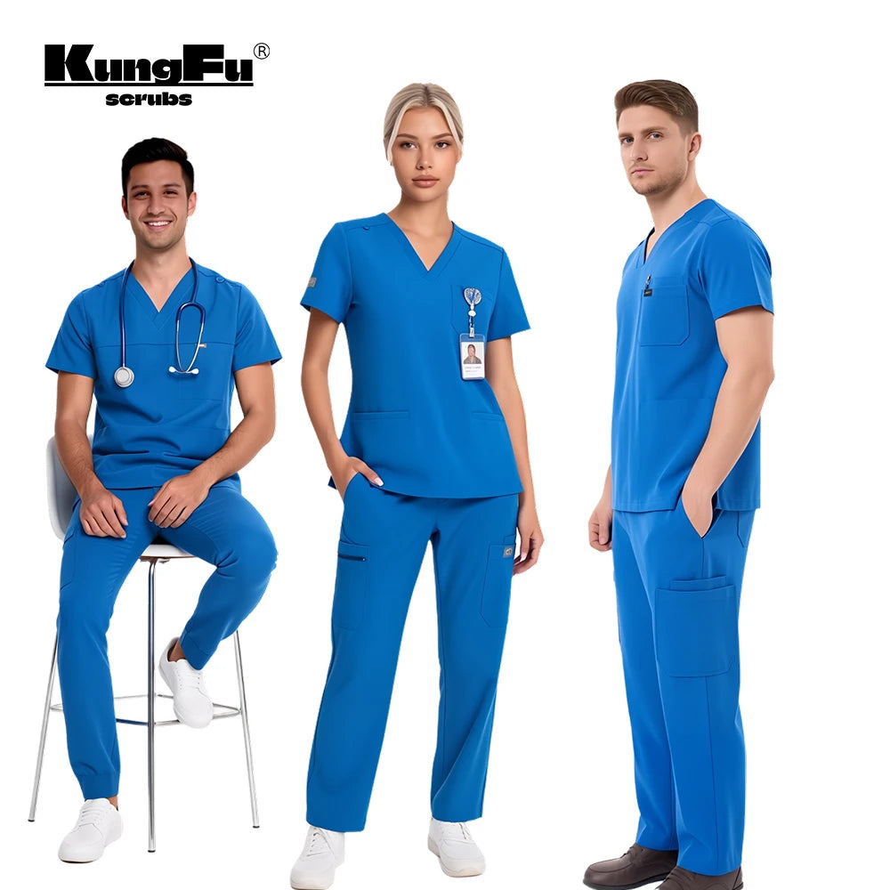 Medical Scrubs Set – V-Neck Top & Pants for Men and Women