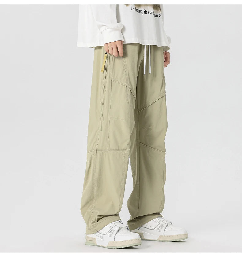 Men’s Casual Pants Loose Fit Straight Leg – Water-Resistant Everyday Trousers Spring Fashion