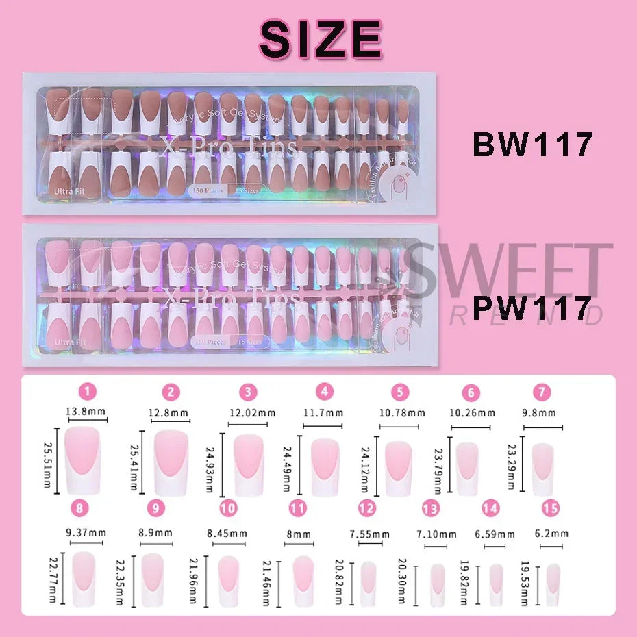 150–160pcs Short Square Press-On Nails – Soft Gel False Nail Tips for Manicure, Y2K Style Artificial Nails for Women