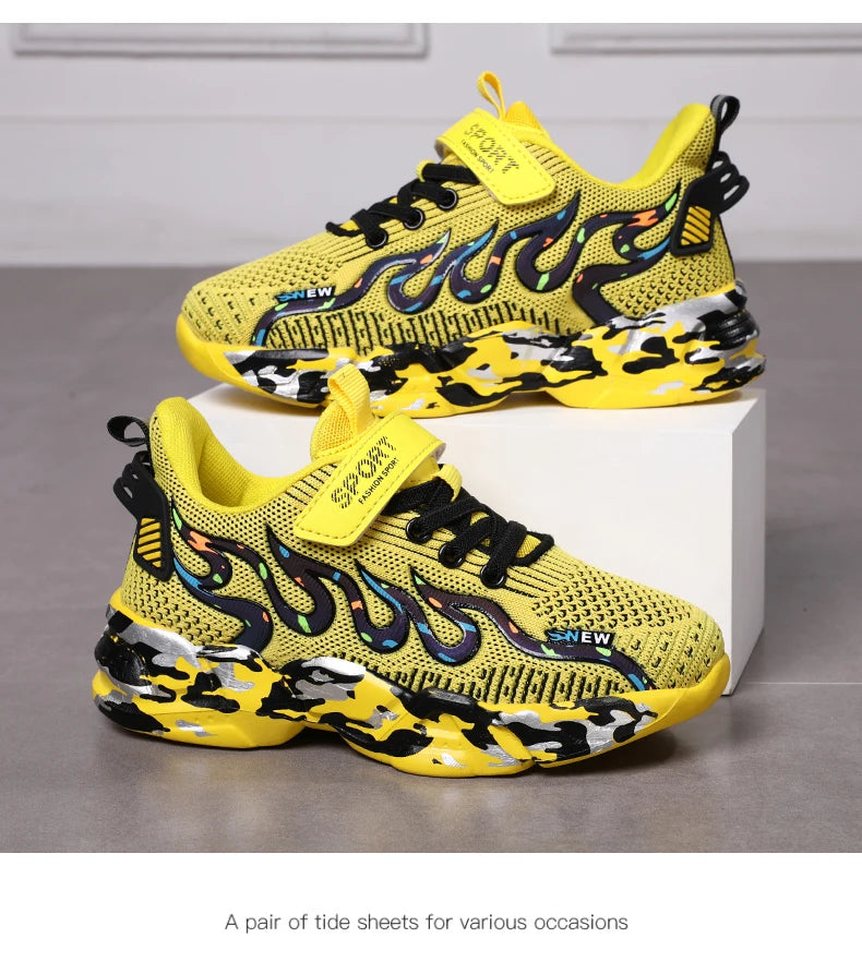 Kids Running Sneakers – Breathable Mesh Casual Shoes for Boys (Ages 7–12)