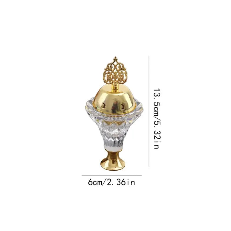 1Pc Artificial Crystal Incense Bakhoor Burner With Cover Aromatherapy Diffuser Metal Crafts Family Yoga Studio Home Decoration Ornaments