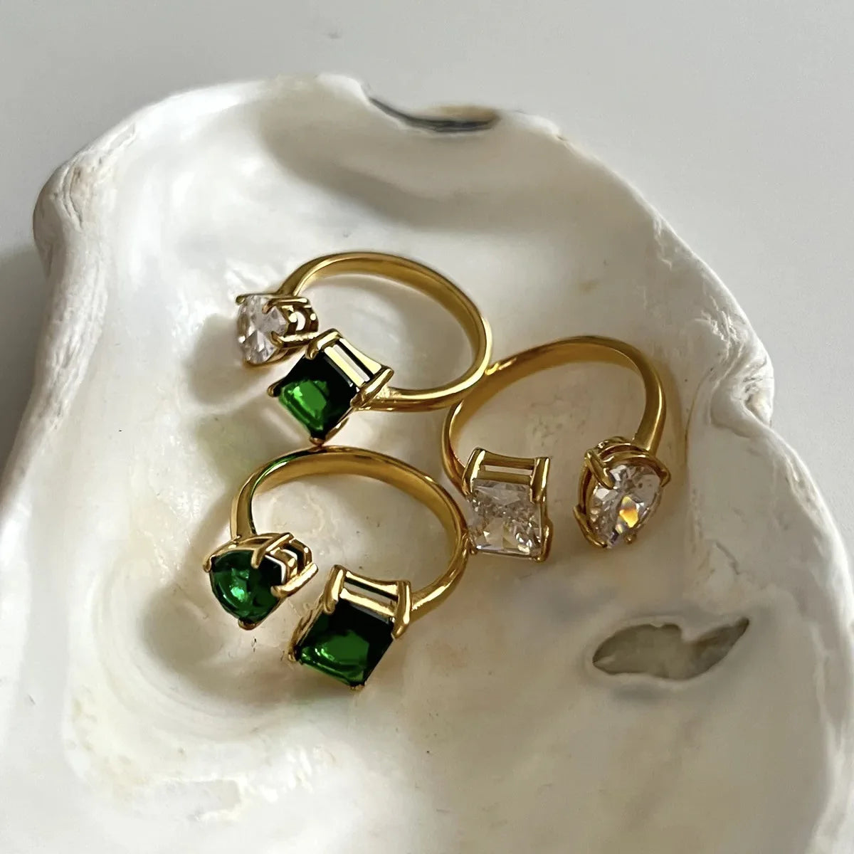 Adjustable Geometric Zircon Ring
