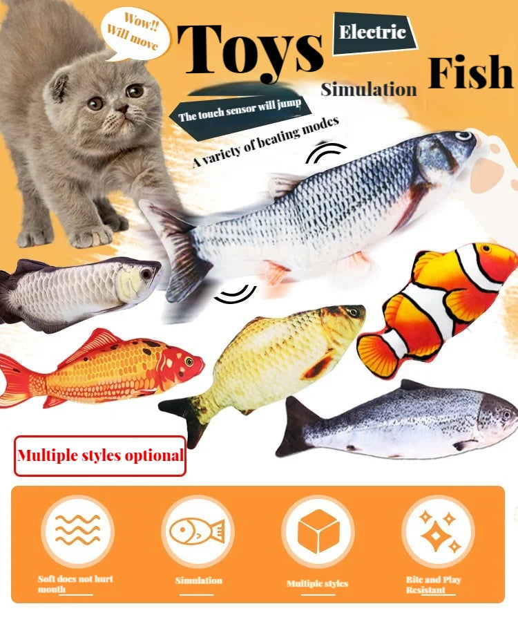 Interactive Electric Fish Cat Toy with USB Rechargeable Motion for Chewing, Playing & Entertainment