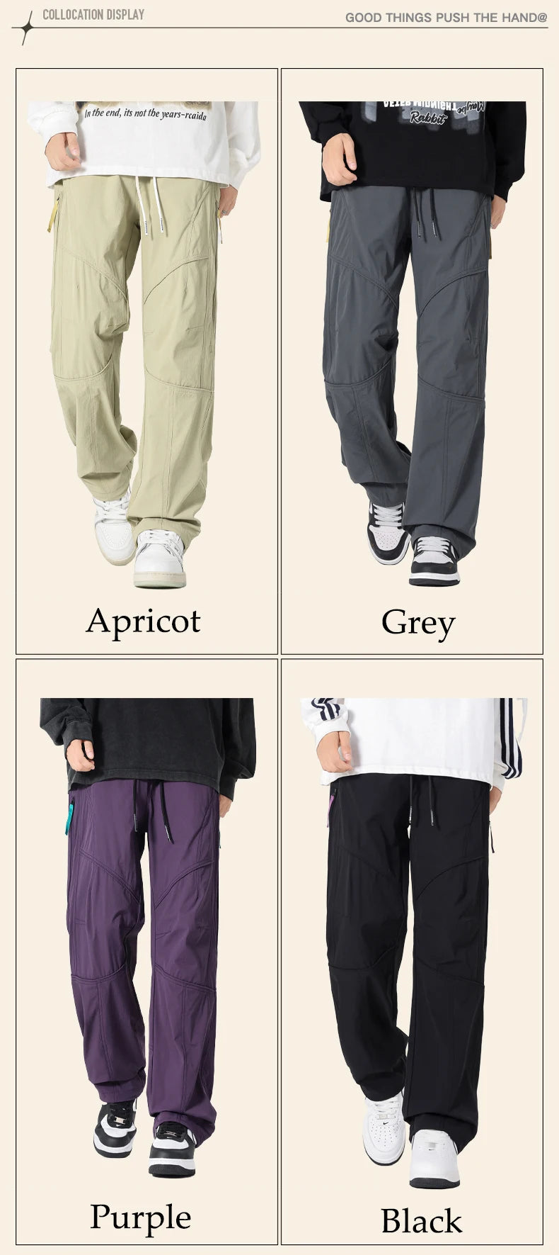 Men’s Casual Pants Loose Fit Straight Leg – Water-Resistant Everyday Trousers Spring Fashion